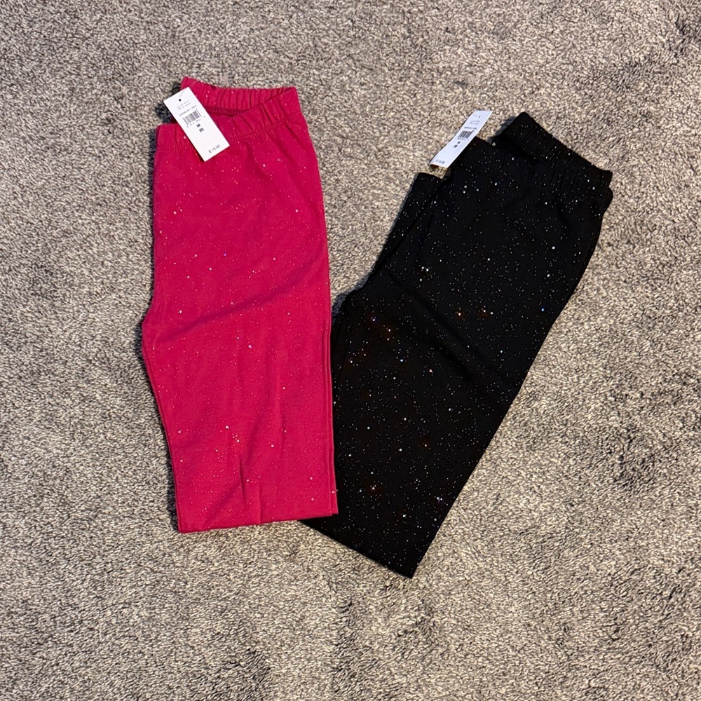 GAP Glittery Pink and Black Kids Leggings